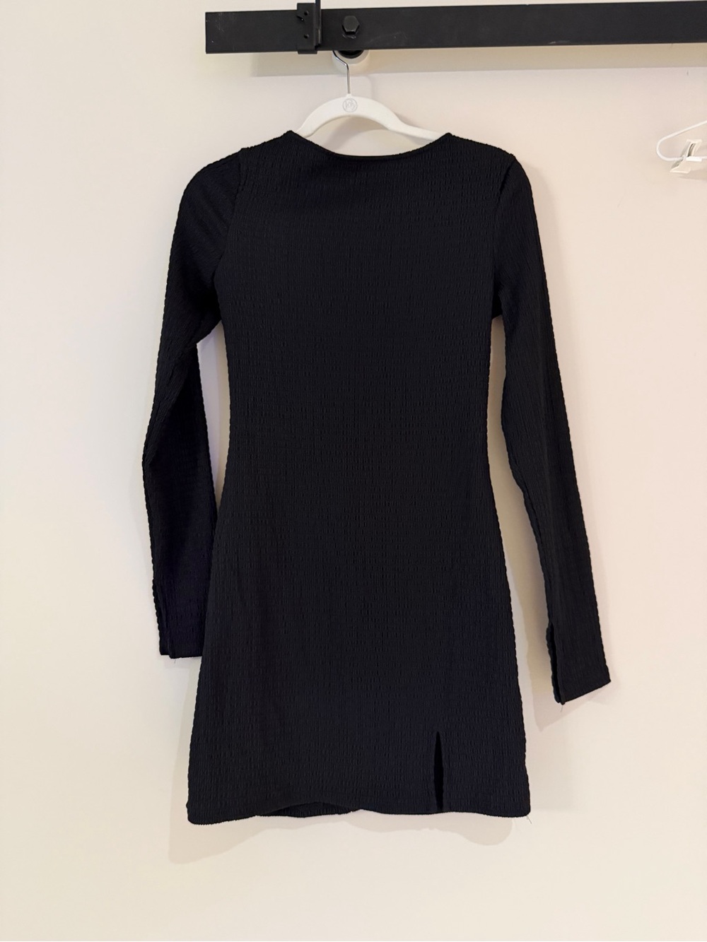 Bershka Crinkle Textured Long-Sleeve Mini Dress